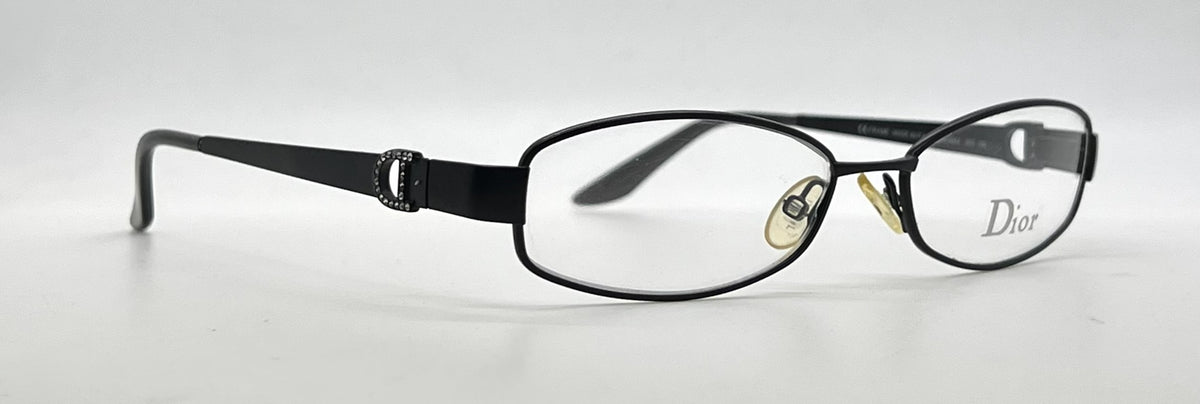 Christian Dior CD3684 Oval Vintage Optical Frame Matte Black Crystal-Demo-Unworn