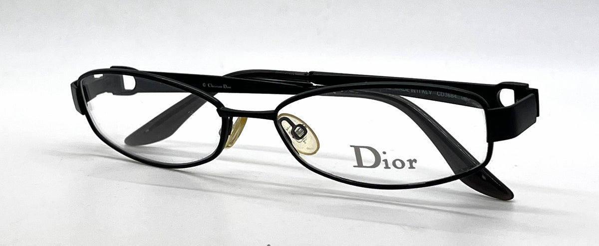 Christian Dior CD3684 Oval Vintage Optical Frame Matte Black Crystal-Demo-Unworn
