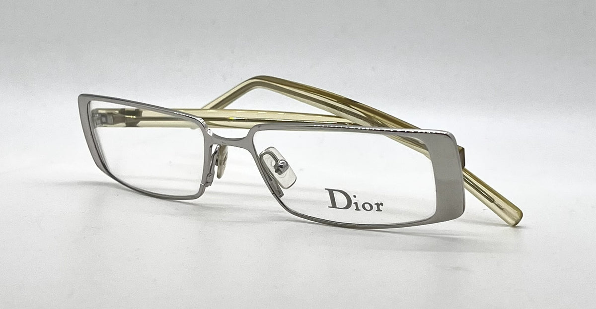 Christian Dior CD3633 Rectangular Vintage Optical Frame-Silver Yellow-Unworn