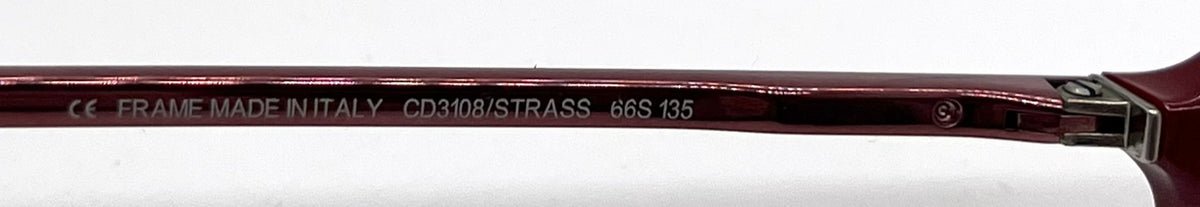 Dior CD3108/STRASS Rectangular Vintage Optical Frame-Burgundy-Unworn