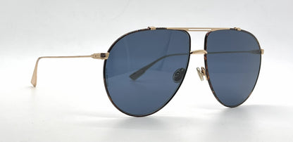 Christian Dior DiorMonsieur1 Aviator Gold Havana Sunglasses-Blue Lenses-Unworn