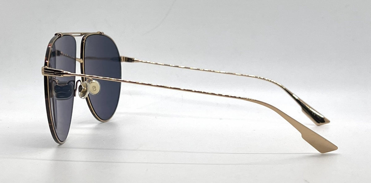 Christian Dior DiorMonsieur1 Aviator Gold Havana Sunglasses-Blue Lenses-Unworn
