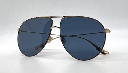 Christian Dior DiorMonsieur1 Aviator Gold Havana Sunglasses-Blue Lenses-Unworn