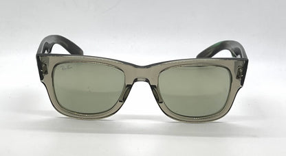 Ray-Ban Mega Wayfarer RB0840S Transparent Green Square Sunglasses-Grey Mirror Lenses-Unworn