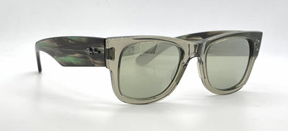 Ray-Ban Mega Wayfarer RB0840S Transparent Green Square Sunglasses-Grey Mirror Lenses-Unworn