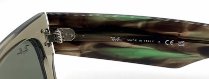 Ray-Ban Mega Wayfarer RB0840S Transparent Green Square Sunglasses-Grey Mirror Lenses-Unworn