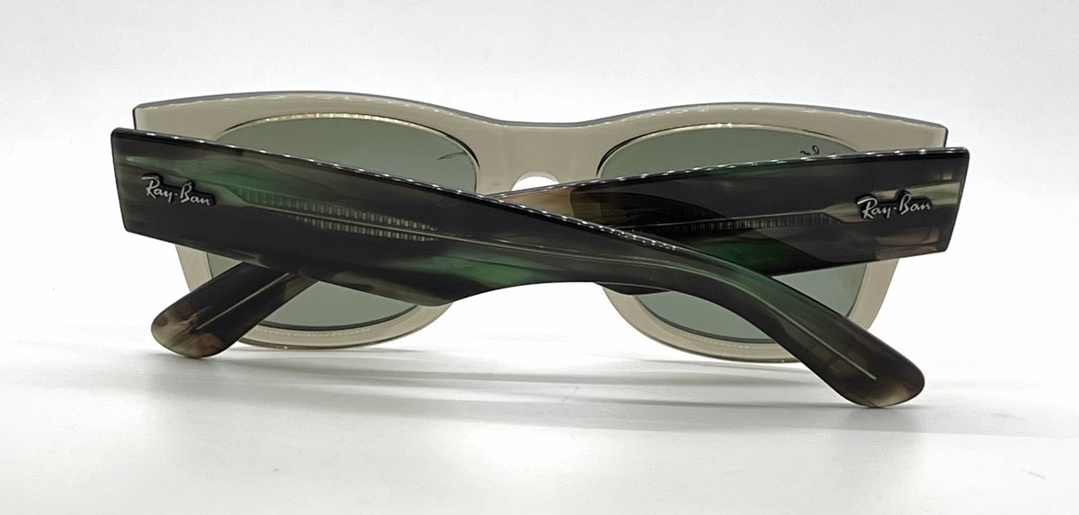 Ray-Ban Mega Wayfarer RB0840S Transparent Green Square Sunglasses-Grey Mirror Lenses-Unworn