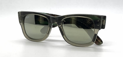 Ray-Ban Mega Wayfarer RB0840S Transparent Green Square Sunglasses-Grey Mirror Lenses-Unworn