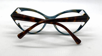 Alain Mikli Isabeau A03108 003 Teal / Tortoise Striped Eyeglasses-Unworn-Italy