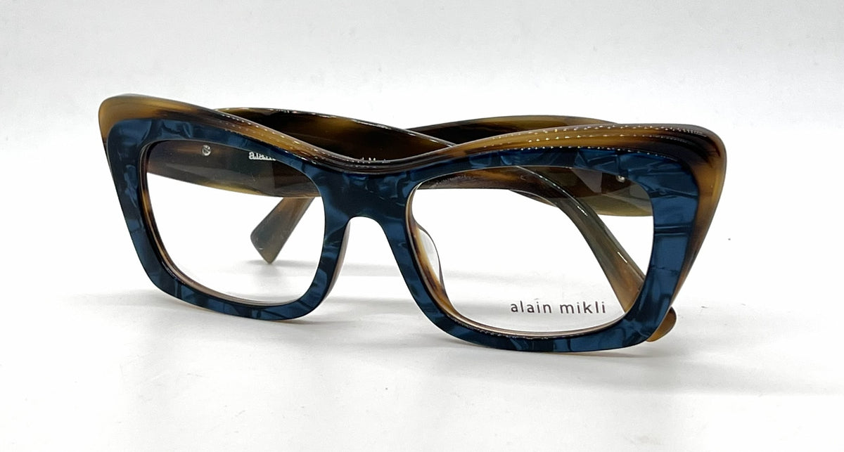 Alain Mikli Sarette A03119 003 Blue / Brown Marbled Eyeglasses-Unworn-Italy