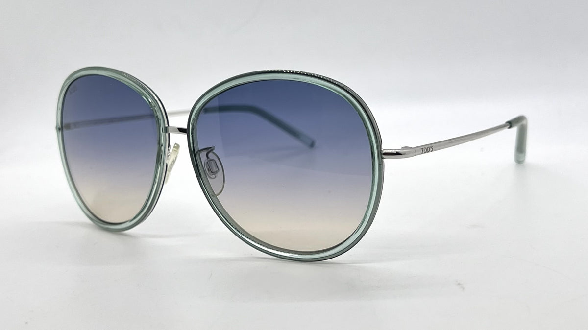 Tod's TO46 93P Aqua Blue Oversized Sunglasses-Blue Gradient Lenses-Unworn-Italy