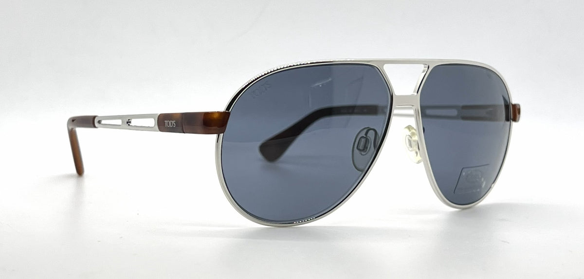 Tod's TO13 18V Silver Aviator Sunglasses-Blue Lenses-Unworn-Italy