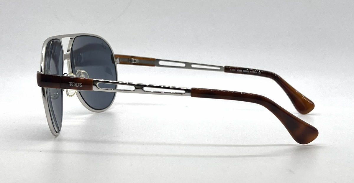 Tod's TO13 18V Silver Aviator Sunglasses-Blue Lenses-Unworn-Italy