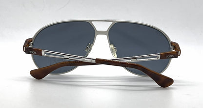Tod's TO13 18V Silver Aviator Sunglasses-Blue Lenses-Unworn-Italy