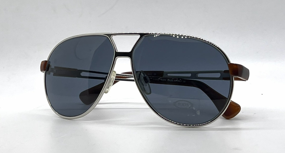 Tod's TO13 18V Silver Aviator Sunglasses-Blue Lenses-Unworn-Italy