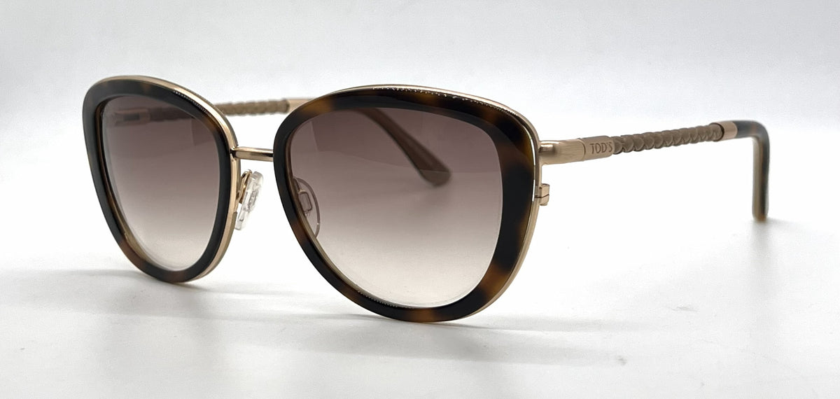 Tod's TO0079 56F Tortoise Gold Butterfly Sunglasses-Brown Gradient Lenses-Unworn-Italy