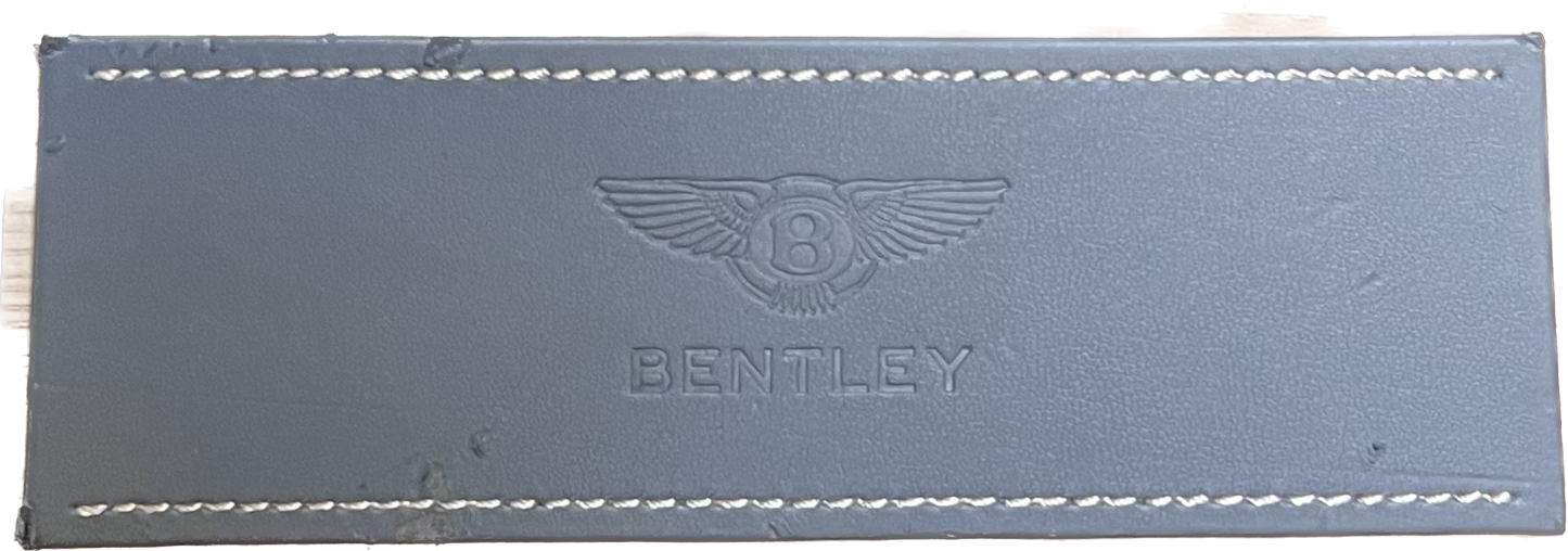 Bentley: Leather Stitched-Embossed-On Wood-Countertop Display-VERY RARE Two Piece Set