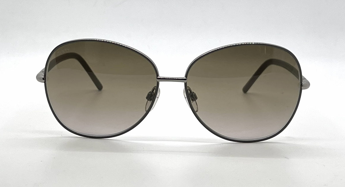 Tod's TO74 20F Silver Butterfly Sunglasses-Brown Gradient Lenses-Unworn-Italy