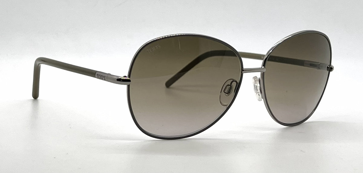 Tod's TO74 20F Silver Butterfly Sunglasses-Brown Gradient Lenses-Unworn-Italy