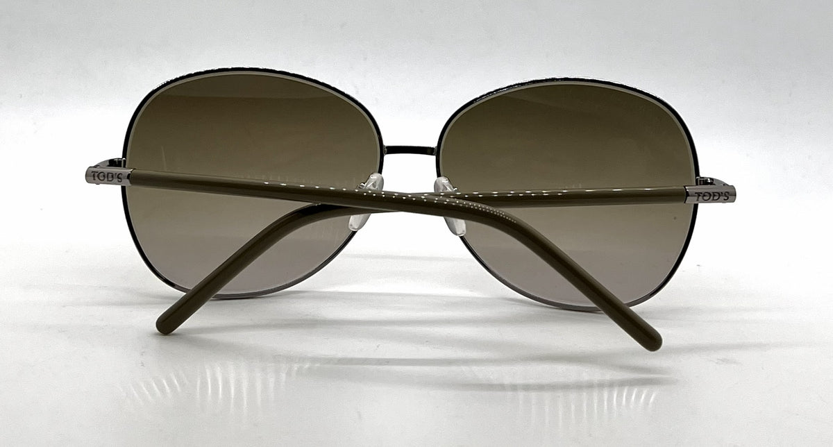 Tod's TO74 20F Silver Butterfly Sunglasses-Brown Gradient Lenses-Unworn-Italy