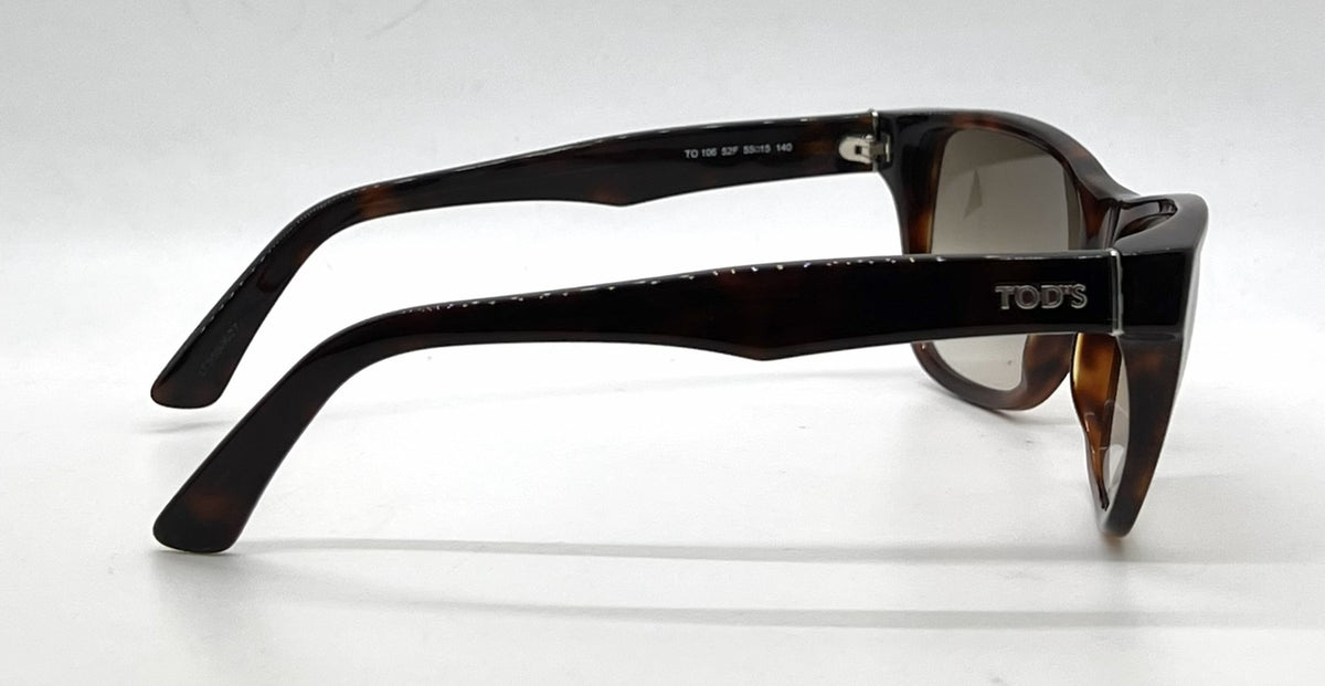 Tod's TO106 52F Tortoise Square Sunglasses-Brown Gradient Lenses-Unworn-Italy