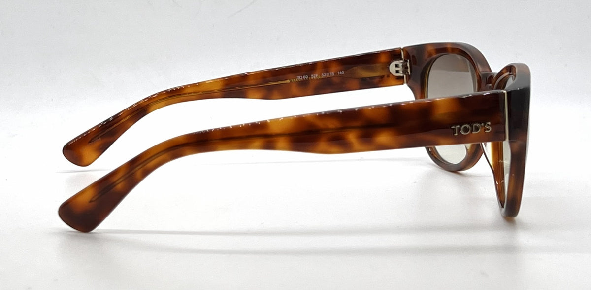 Tod's TO60 52F Tortoise Square Sunglasses-Light Brown Gradient Lenses-Unworn-Italy