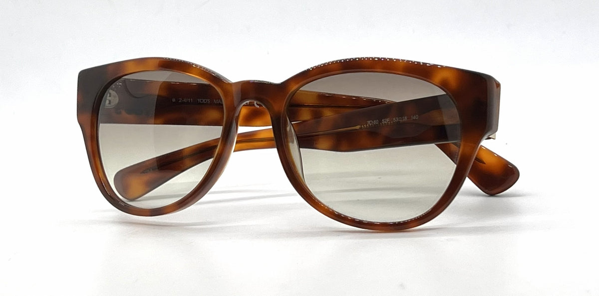 Tod's TO60 52F Tortoise Square Sunglasses-Light Brown Gradient Lenses-Unworn-Italy