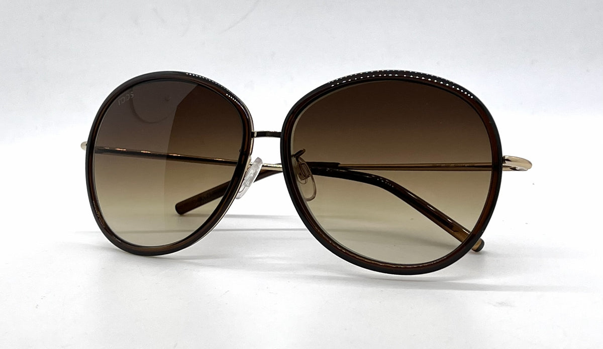 Tod's TO46 50F Brown Oval Sunglasses-Brown Gradient Lenses-Unworn-Italy