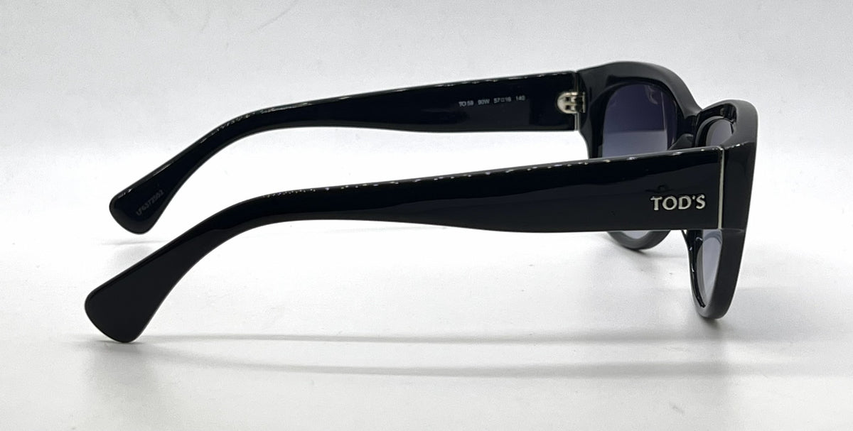 Tod's TO59 90W Black Square Sunglasses-Blue Gradient Lenses-Unworn-Italy