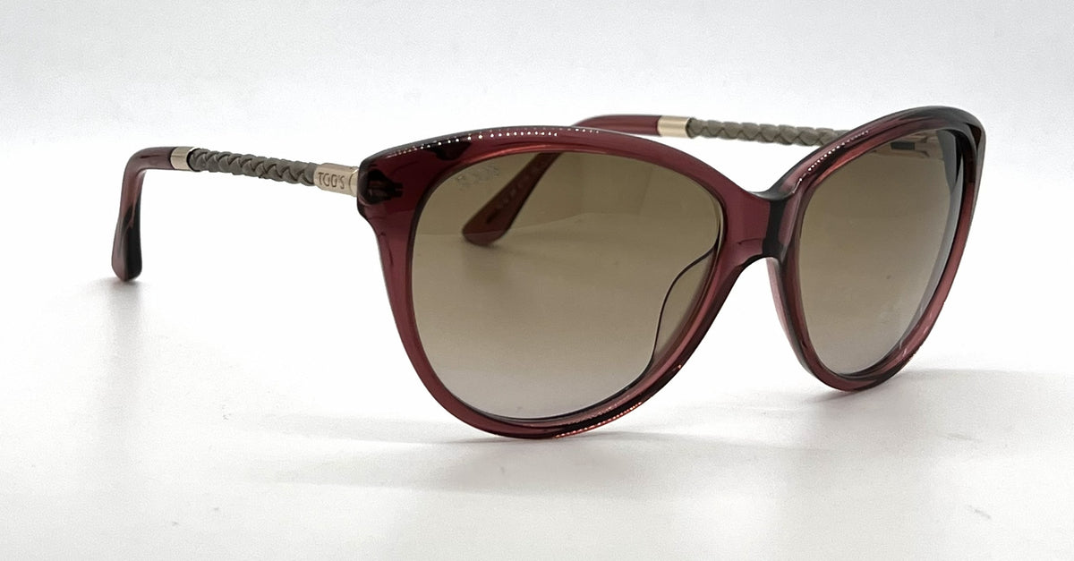 Tod's TO82 20F Plum Cat Eye Sunglasses-Light Brown Gradient Lenses-Unworn-Italy