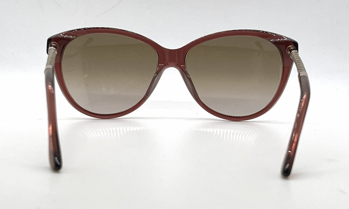 Tod's TO82 20F Plum Cat Eye Sunglasses-Light Brown Gradient Lenses-Unworn-Italy