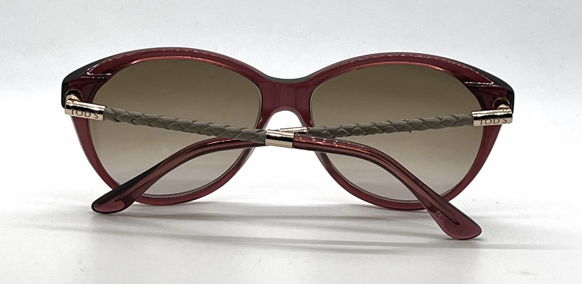 Tod's TO82 20F Plum Cat Eye Sunglasses-Light Brown Gradient Lenses-Unworn-Italy
