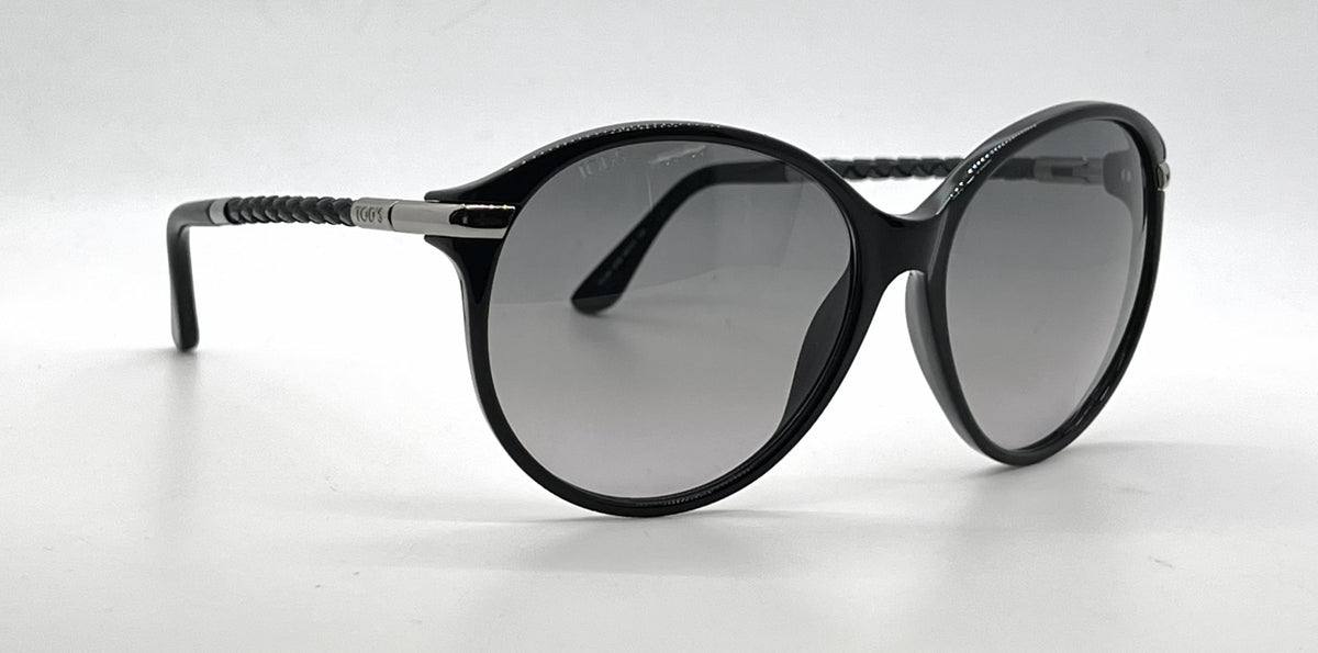 Tod's TO81 01B Black Round Sunglasses-Dark Grey Gradient Lenses-Unworn-Italy