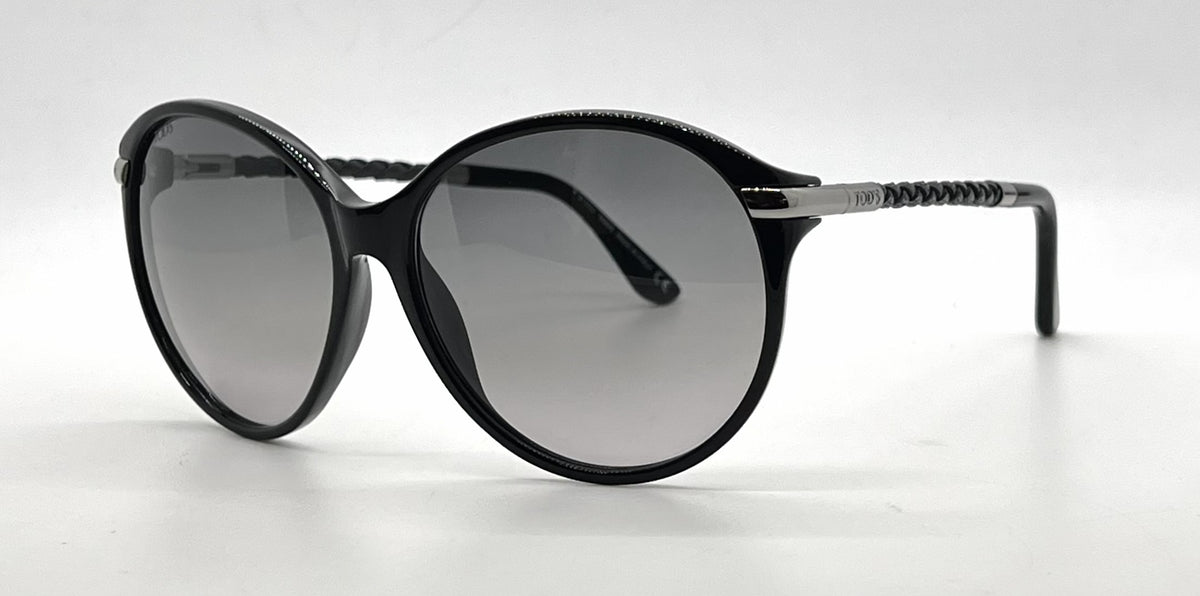 Tod's TO81 01B Black Round Sunglasses-Dark Grey Gradient Lenses-Unworn-Italy