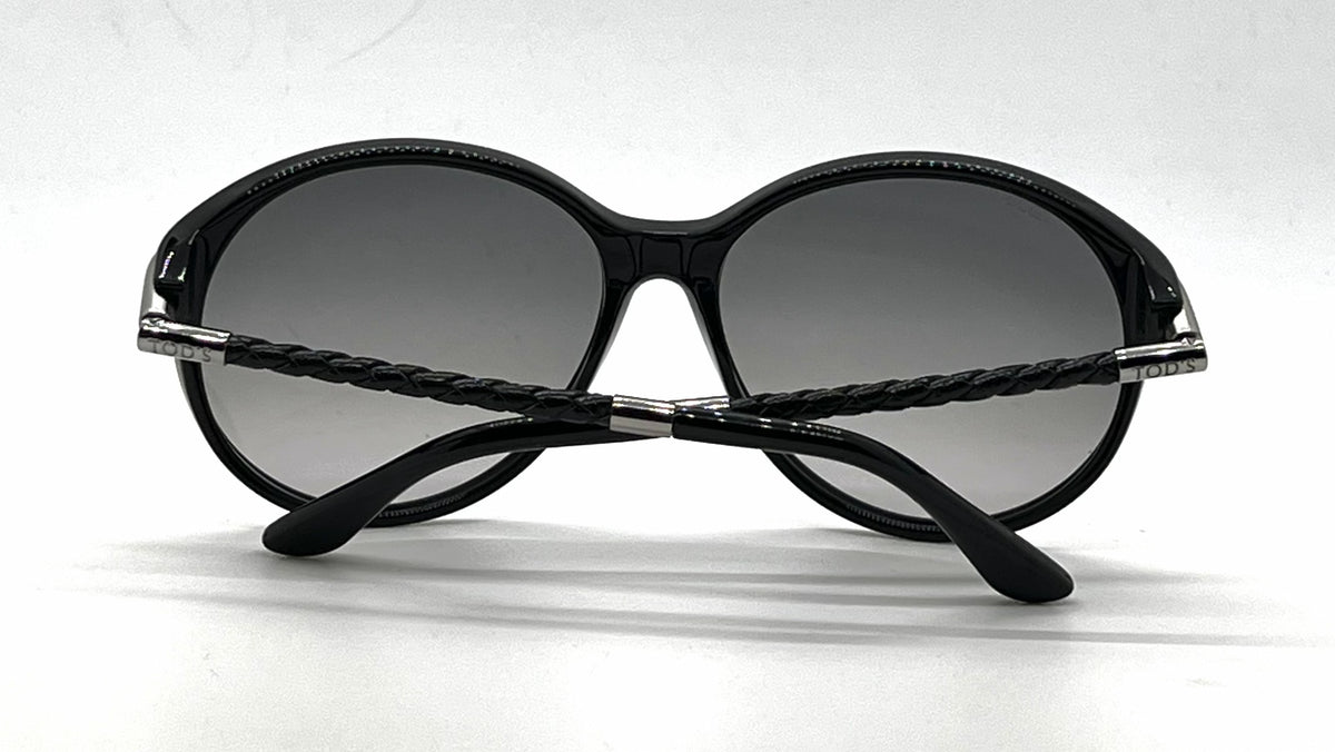 Tod's TO81 01B Black Round Sunglasses-Dark Grey Gradient Lenses-Unworn-Italy