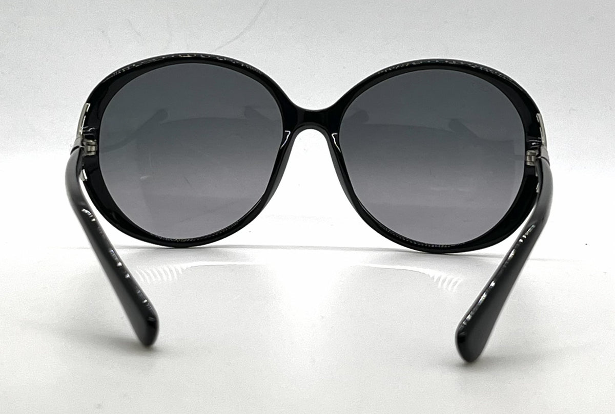 Tod's TO49 Q1B Black Oversized Round Sunglasses-Grey Gradient Lenses-Unworn-Italy
