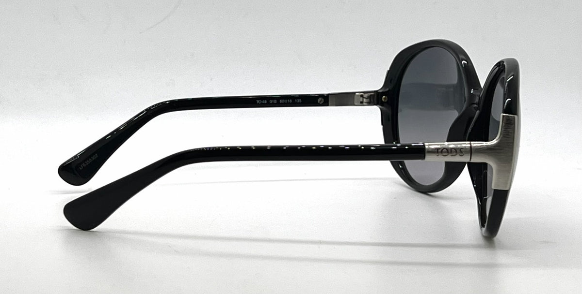 Tod's TO49 Q1B Black Oversized Round Sunglasses-Grey Gradient Lenses-Unworn-Italy