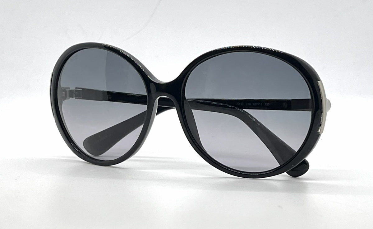 Tod's TO49 Q1B Black Oversized Round Sunglasses-Grey Gradient Lenses-Unworn-Italy