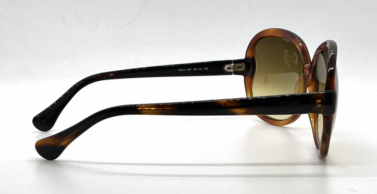 Tod's TO03 56F Translucent Tortoise / Black Butterfly Sunglasses-Brown Gradient Lenses-Unworn