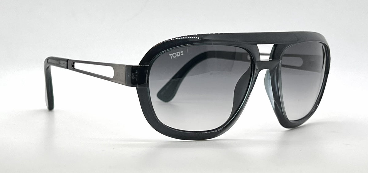 Tod's TO11 20B Grey / Blue Double-Bridge Aviator Sunglasses-Grey Gradient Lenses-Unworn