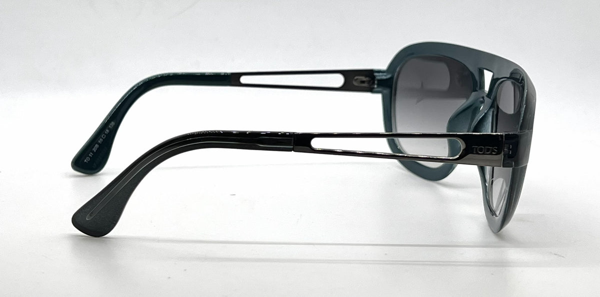 Tod's TO11 20B Grey / Blue Double-Bridge Aviator Sunglasses-Grey Gradient Lenses-Unworn