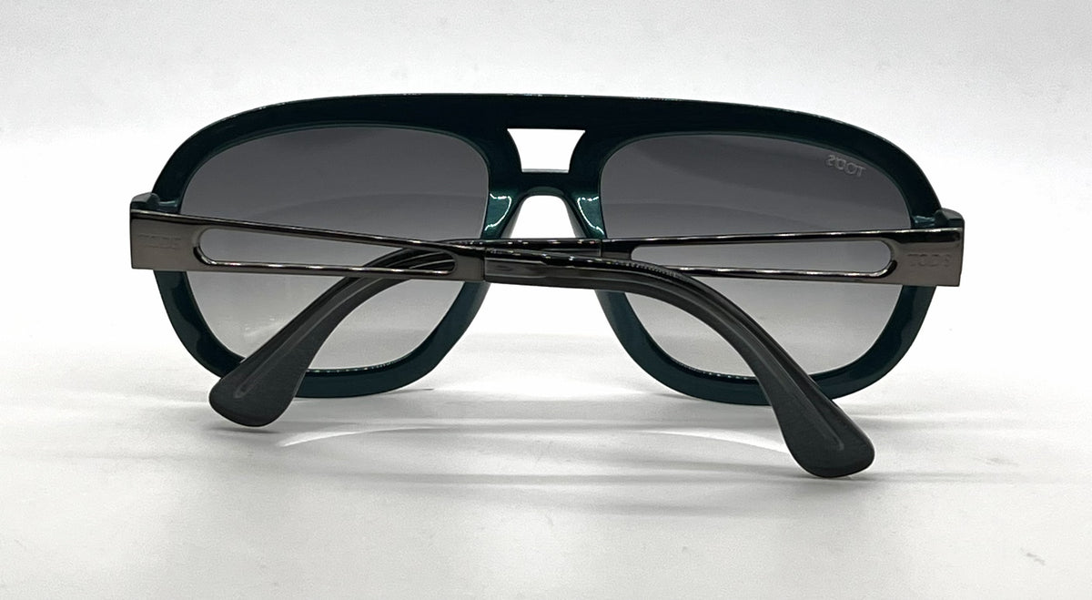Tod's TO11 20B Grey / Blue Double-Bridge Aviator Sunglasses-Grey Gradient Lenses-Unworn