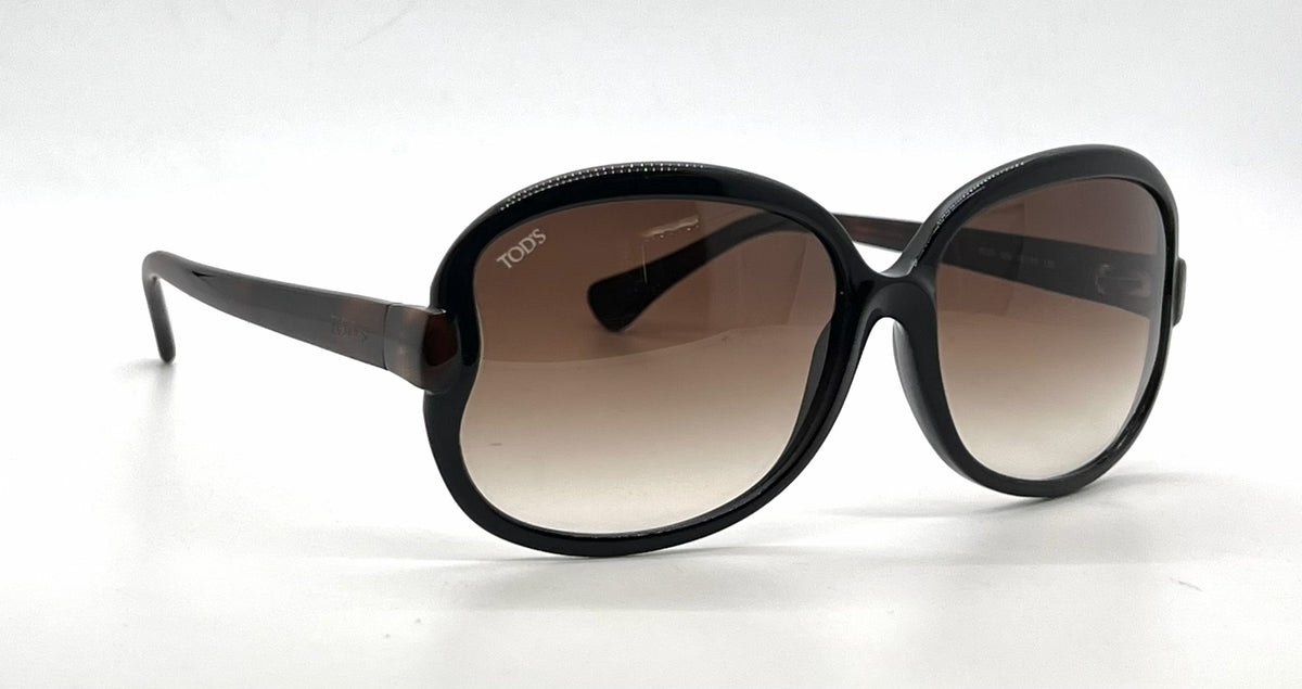 Tod's TO03 05K Black / Tortoise Butterfly Sunglasses-Havana Gradient Lenses-Unworn