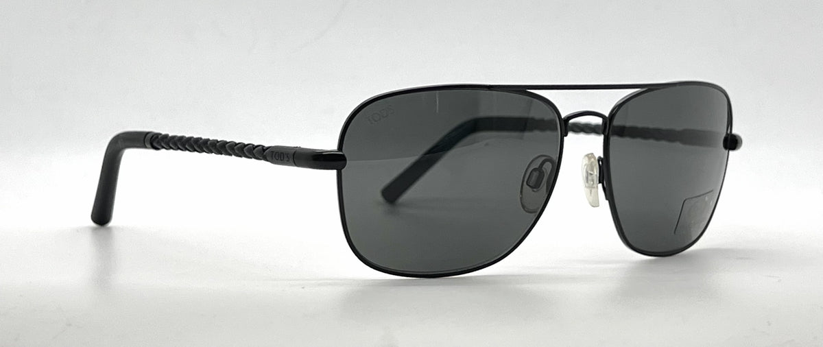 Tod's TO66 02A Black Aviator Sunglasses-Grey Lenses-Unworn-Italy