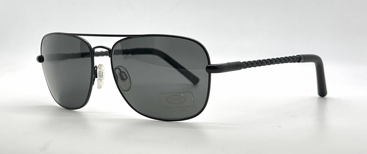 Tod's TO66 02A Black Aviator Sunglasses-Grey Lenses-Unworn-Italy