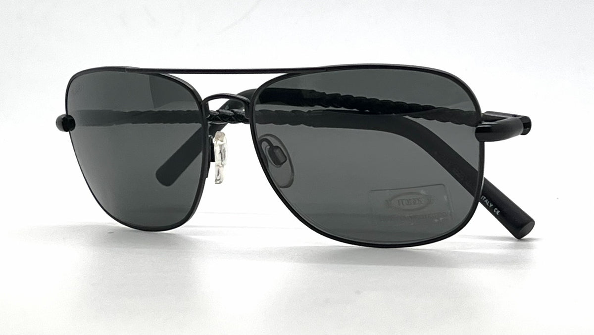 Tod's TO66 02A Black Aviator Sunglasses-Grey Lenses-Unworn-Italy