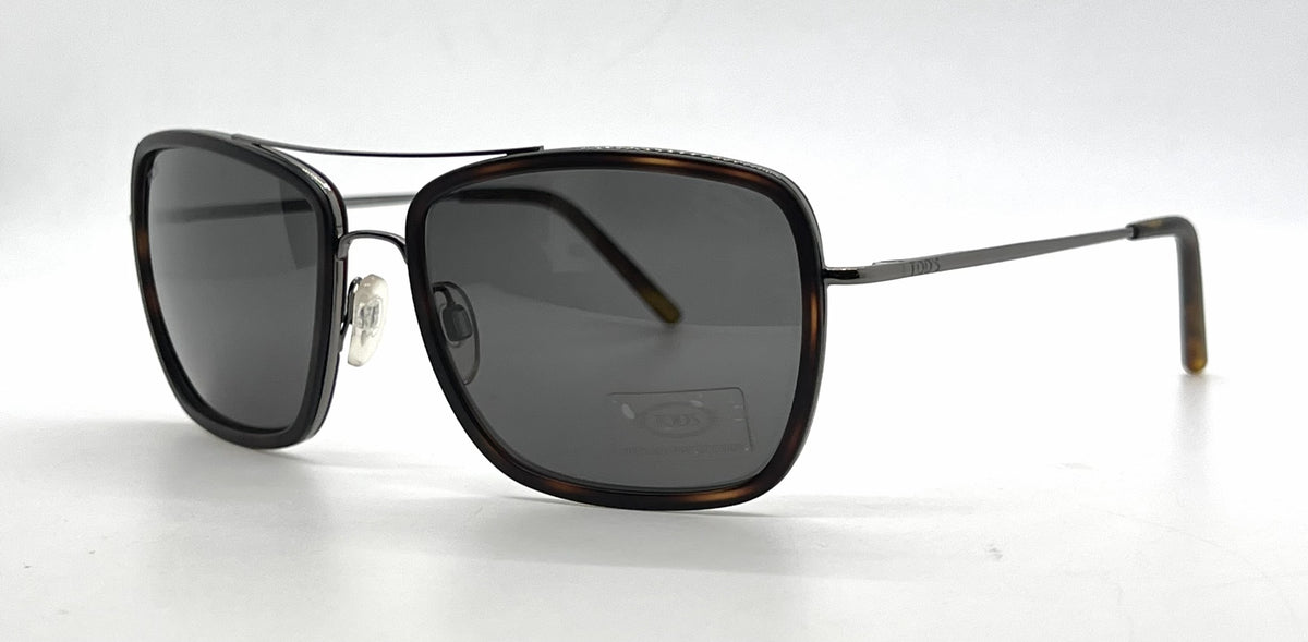 Tod's TO64 56A Dark Tortoise / Gunmetal Aviator Sunglasses-Grey Lenses-Unworn