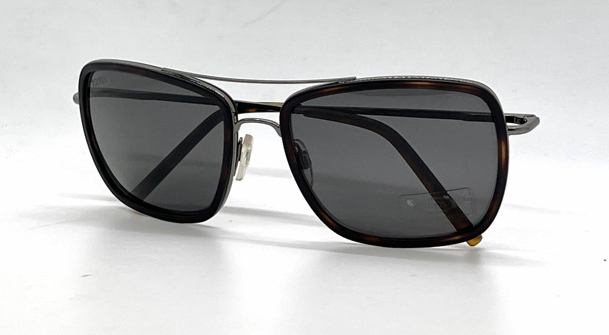 Tod's TO64 56A Dark Tortoise / Gunmetal Aviator Sunglasses-Grey Lenses-Unworn