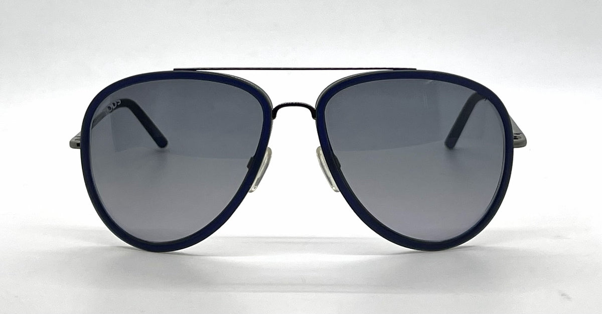 Tod's TO63 90B Matte Blue / Gunmetal Aviator Sunglasses-Grey Gradient Lenses-Unworn-Italy