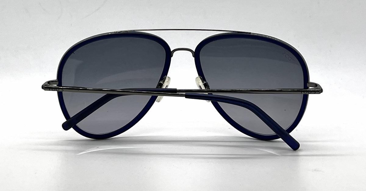 Tod's TO63 90B Matte Blue / Gunmetal Aviator Sunglasses-Grey Gradient Lenses-Unworn-Italy